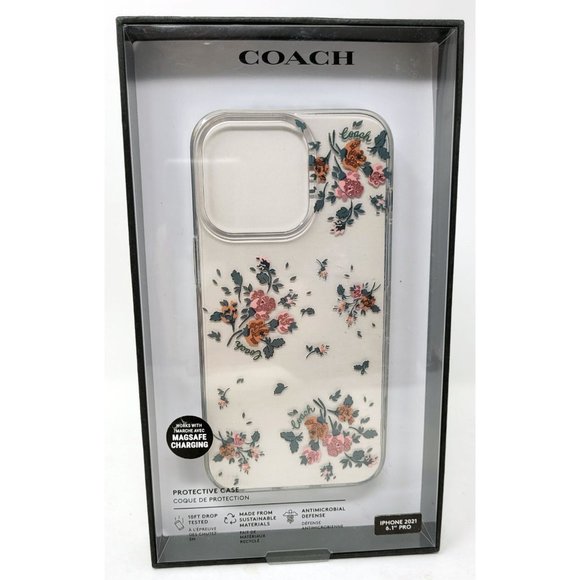 Coach Protective Hardshell Case for Apple iPhone 13 Pro 6.1" Rose Bouquet/Clear